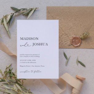 Modern Heart Calligraphy Black and White Wedding Invitation