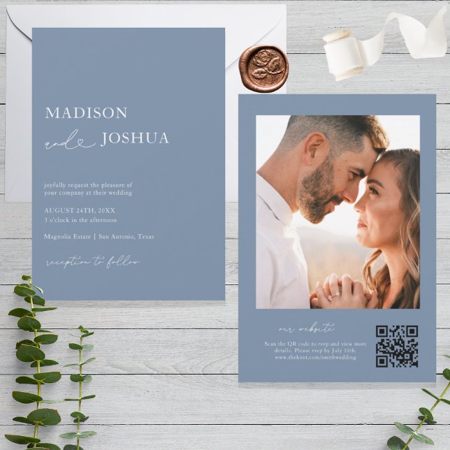 Modern Heart Calligraphy Photo QR Code Invitation (Creator Uploaded)