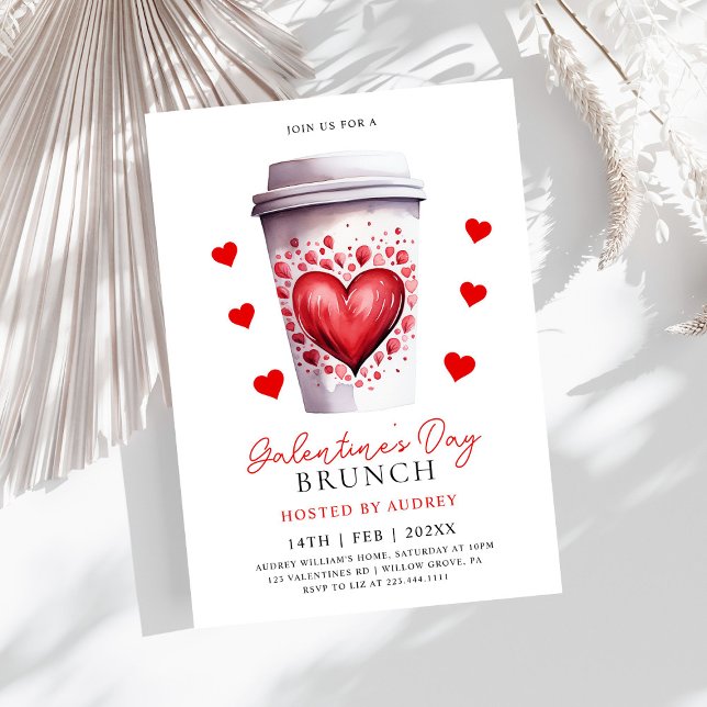 Modern Heart Coffee Valentines Galentines Party Invitation (Creator Uploaded)