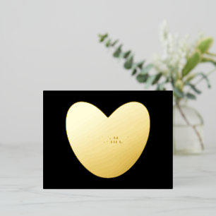 Modern heart custom text photo Valentine's Day Foil Holiday Postcard