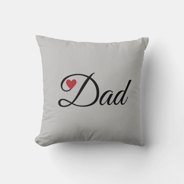 Modern Heart Dad on Silver Grey Cushion (Front)