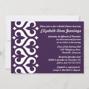 Modern Heart Fleur de Lis Bridal Shower Invitation
