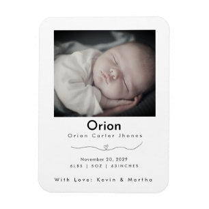 Modern Heart Glyph Newborn Photo Announcement Magnet