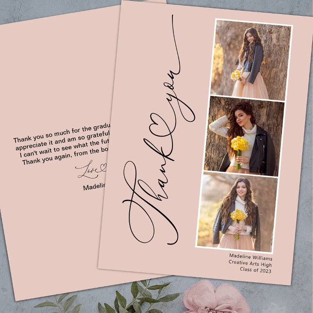 Modern Heart Graduation Thank You Card (Creator Uploaded)