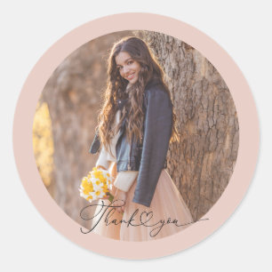 Modern Heart Graduation Thank You Card Classic Round Sticker