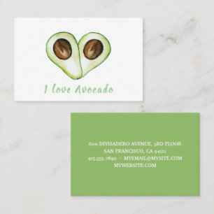 Modern Heart Green I Love Avocado Quote Business Card