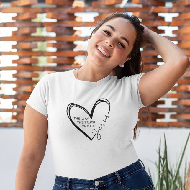 Modern Heart Jesus The Way The Truth The Life T-Shirt (Share your faith with this trendy t-shirt.)