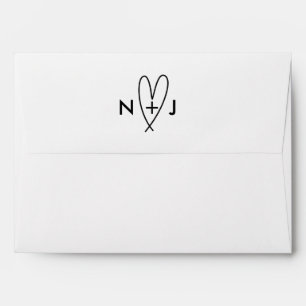 Modern Heart Love Minimal Wedding  Envelope