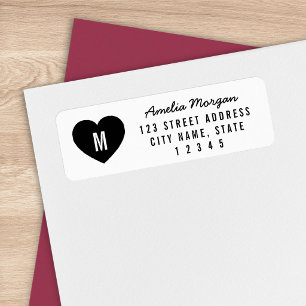 Modern Heart Monogram Name Return Address