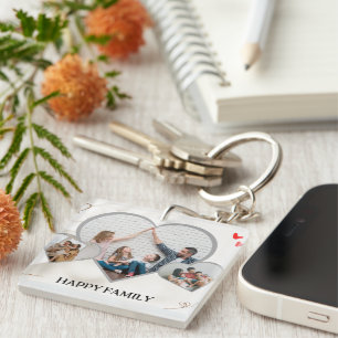 Modern Heart Multi Photo Template Personalised Nam Key Ring