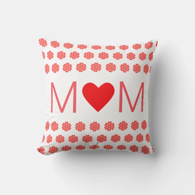 Modern Heart Mum & Heart Flowers Cushion (Front)