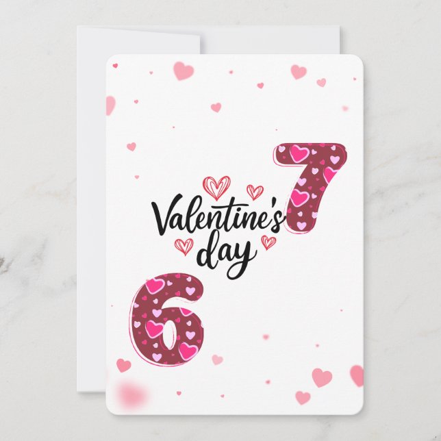Modern Heart Pattern Numbers Valentine's Day Greet Holiday Card (Front)