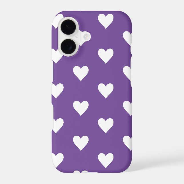 Modern Heart Pattern Purple White iPhone Case (Back)
