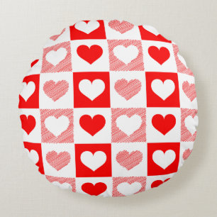 Modern Heart Pattern Round Pillow