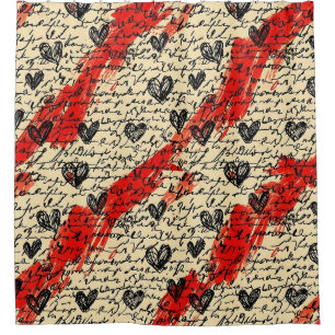 Modern Heart Pattern with Script Background (10) Shower Curtain