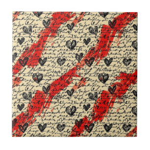 Modern Heart Pattern with Script Background (10) Tile