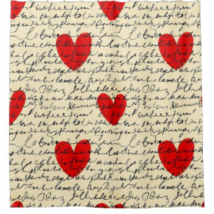Modern Heart Pattern with Script Background (11) Shower Curtain