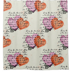 Modern Heart Pattern with Script Background (12) Shower Curtain