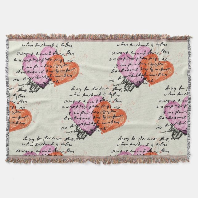 Modern Heart Pattern with Script Background (12) Throw Blanket (Front)
