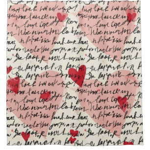 Modern Heart Pattern with Script Background (14) Shower Curtain