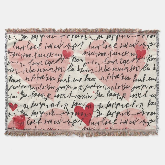 Modern Heart Pattern with Script Background (14) Throw Blanket (Front)