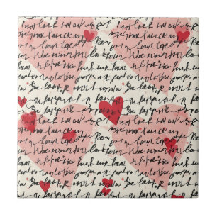 Modern Heart Pattern with Script Background (14) Tile