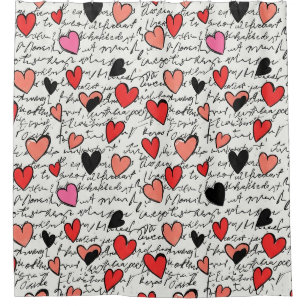 Modern Heart Pattern with Script Background (15) Shower Curtain