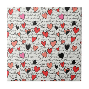 Modern Heart Pattern with Script Background (15) Tile