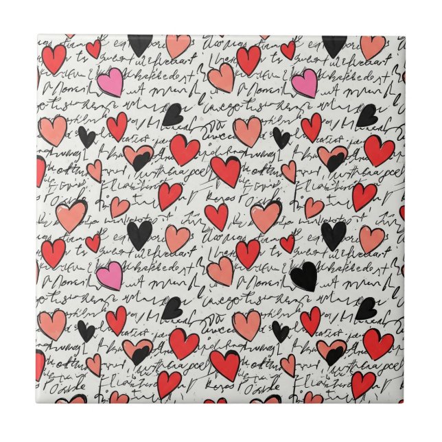 Modern Heart Pattern with Script Background (15) Tile (Front)