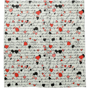 Modern Heart Pattern with Script Background (16) Shower Curtain