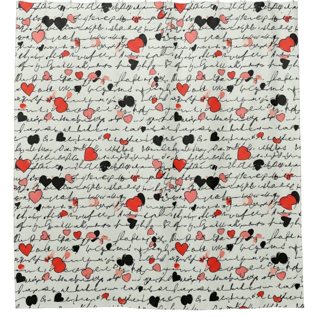 Modern Heart Pattern with Script Background (16) Shower Curtain (Front)