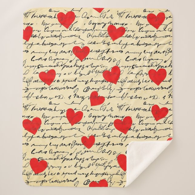 Modern Heart Pattern with Script Background (17) Sherpa Blanket (Front)