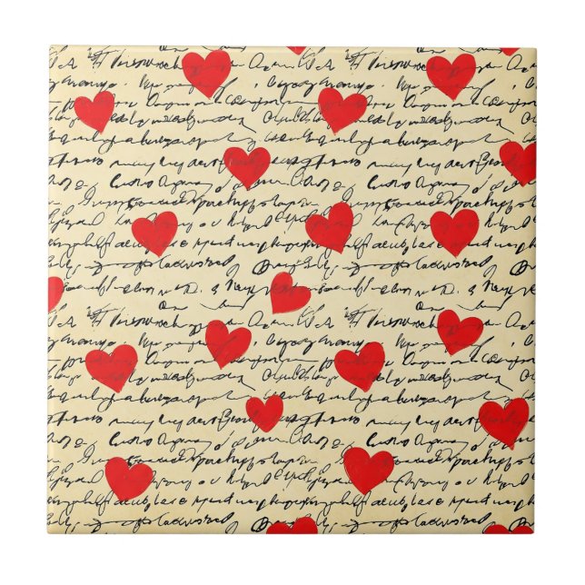 Modern Heart Pattern with Script Background (17) Tile (Front)