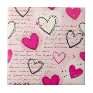 Modern Heart Pattern with Script Background (18) Tile