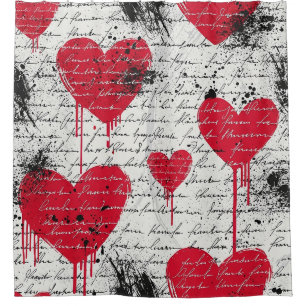 Modern Heart Pattern with Script Background (1) Shower Curtain