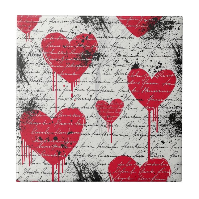 Modern Heart Pattern with Script Background (1) Tile (Front)