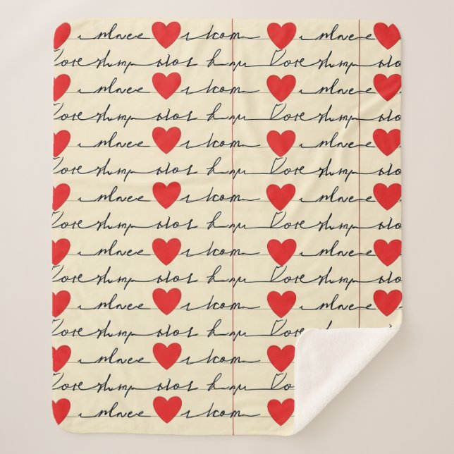Modern Heart Pattern with Script Background (20) Sherpa Blanket (Front)