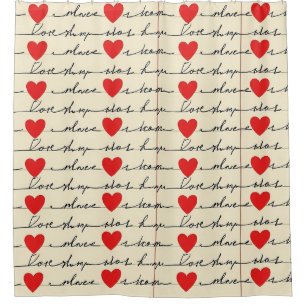 Modern Heart Pattern with Script Background (20) Shower Curtain
