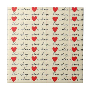 Modern Heart Pattern with Script Background (20) Tile
