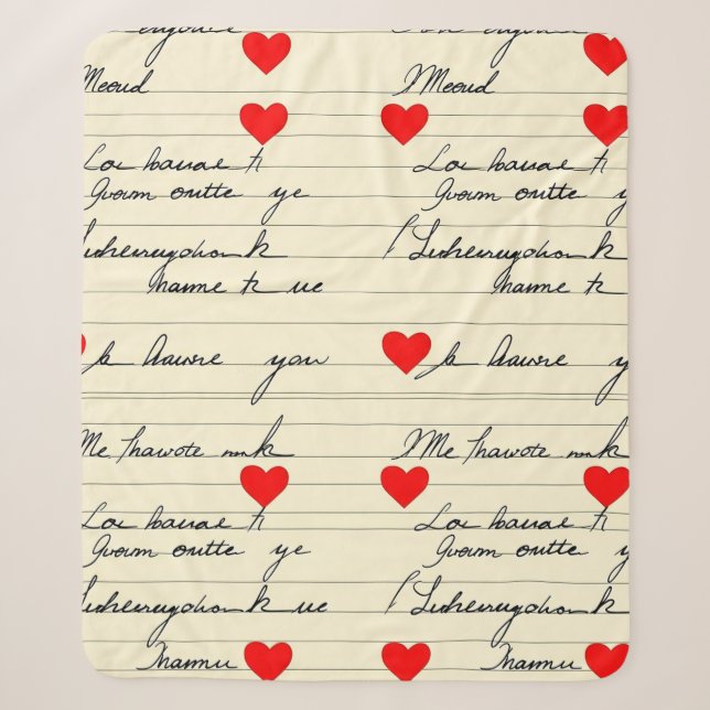 Modern Heart Pattern with Script Background (21) Sherpa Blanket (Front)