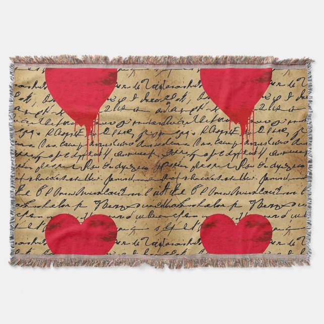 Modern Heart Pattern with Script Background (3) Throw Blanket (Front)