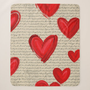 Modern Heart Pattern with Script Background (5) Sherpa Blanket