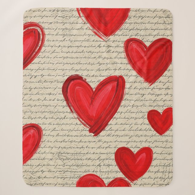 Modern Heart Pattern with Script Background (5) Sherpa Blanket (Front)