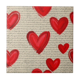 Modern Heart Pattern with Script Background (5) Tile