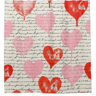 Modern Heart Pattern with Script Background (7) Shower Curtain