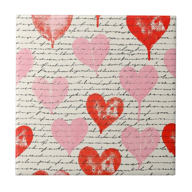 Modern Heart Pattern with Script Background (7) Tile (Front)
