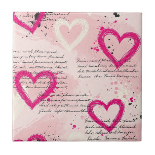 Modern Heart Pattern with Script Background (9) Tile