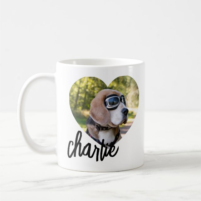 Modern Heart Pet’s Photo Name Coffee Mug (Left)