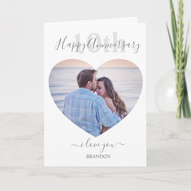 Modern | Heart Photo | Any Year Anniversary Card (Front)