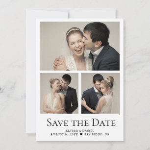 Modern Heart Photo Collage grid wedding Thank You Card